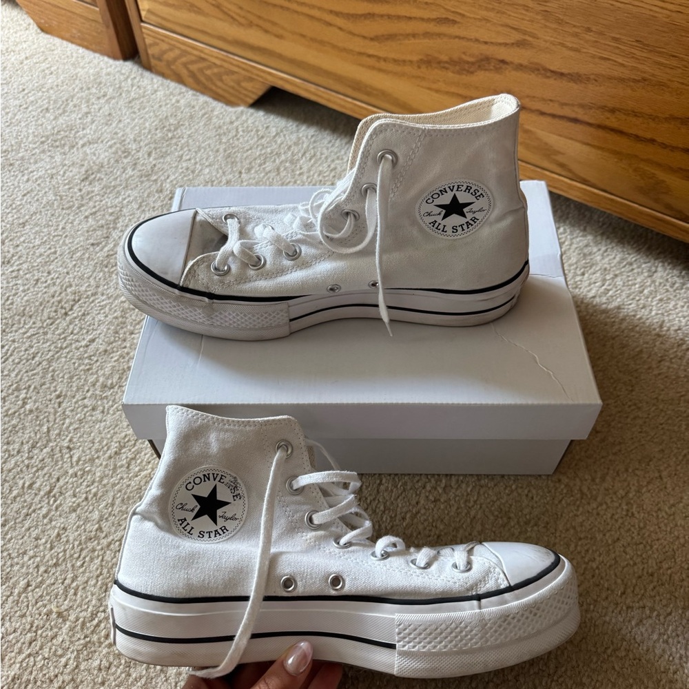 Converse White High-Top Sneakers with Black Details